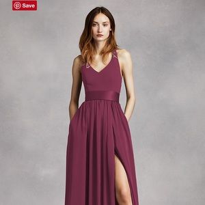 V Neck Halter Gown with Sash
WHITE BY VERA WANG